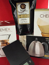 Gear: Coffee Level 3: Chemex Lab (1L Electric Gooseneck Kettle, Scale, 6-cup Chemex, 1 Box filters, 1lb Coffee)