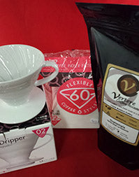 Gear: Coffee Level 1: V60 Pour Over Quick Start (Hario V60, 1 pack Hario filters, 1lb Coffee)